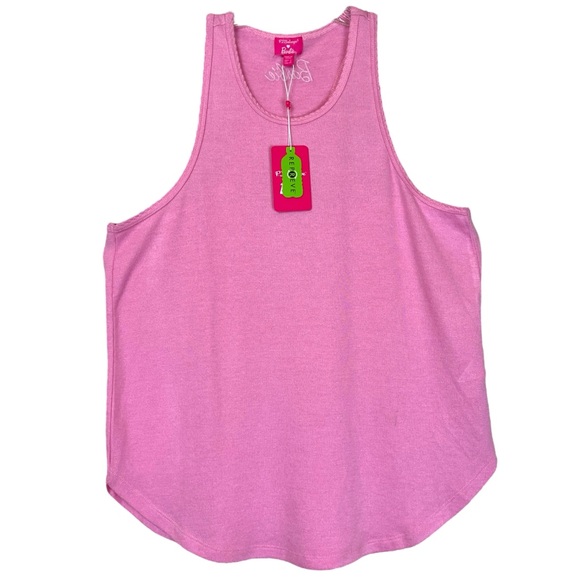 PJ Salvage Barbie Reloved Hot Pink Pajama Shirt Racerback Tank Top size Large - Picture 3 of 6